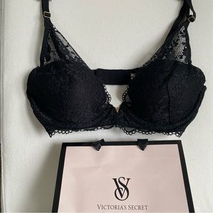 Victoria Secret Black Lace Plunge Bra 32D